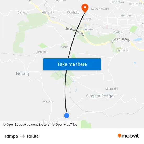 Rimpa to Riruta map