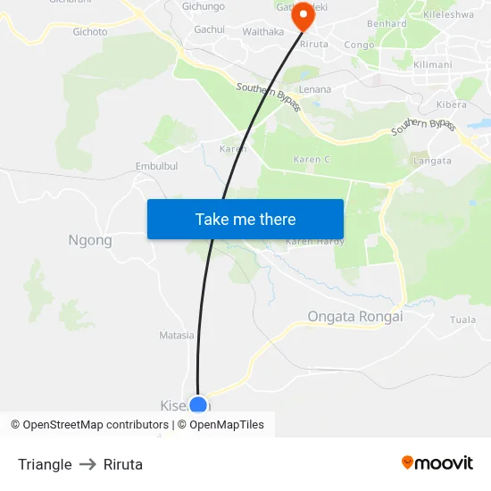 Triangle to Riruta map