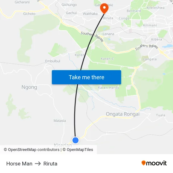 Horse Man to Riruta map