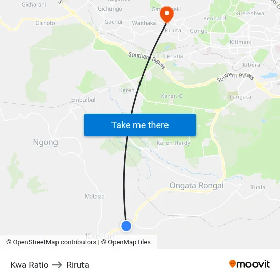 Kwa Ratio to Riruta map