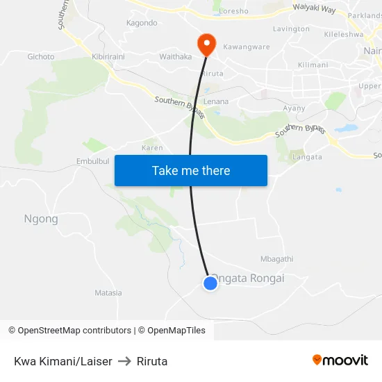 Kwa Kimani/Laiser to Riruta map