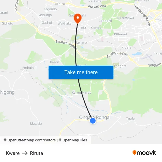 Kware to Riruta map