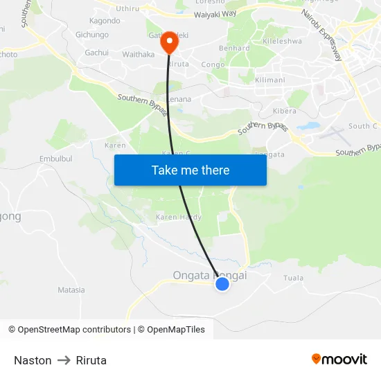 Naston to Riruta map