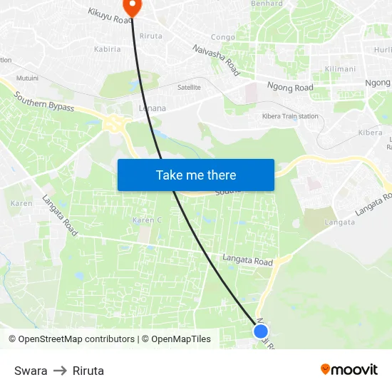 Swara to Riruta map