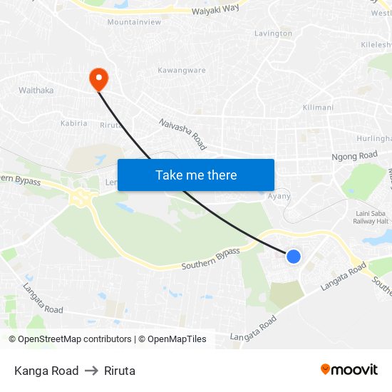 Kanga Road to Riruta map