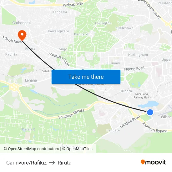 Carnivore/Rafikiz to Riruta map