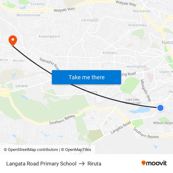 Langata Road Primary School to Riruta map