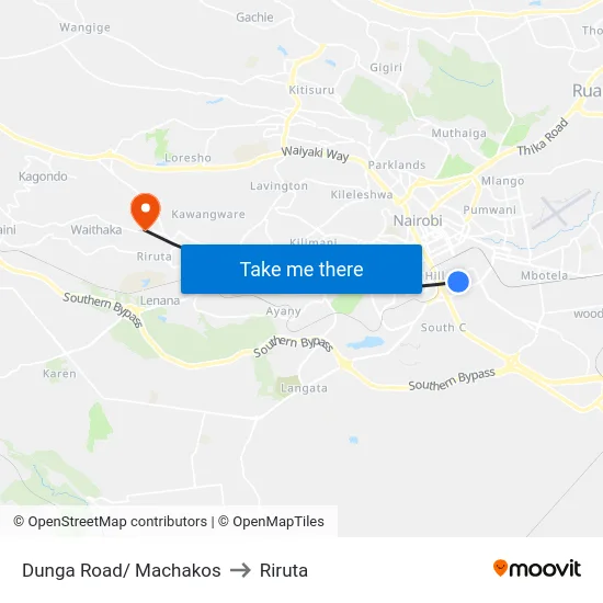 Dunga Road/ Machakos to Riruta map