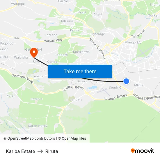 Kariba Estate to Riruta map
