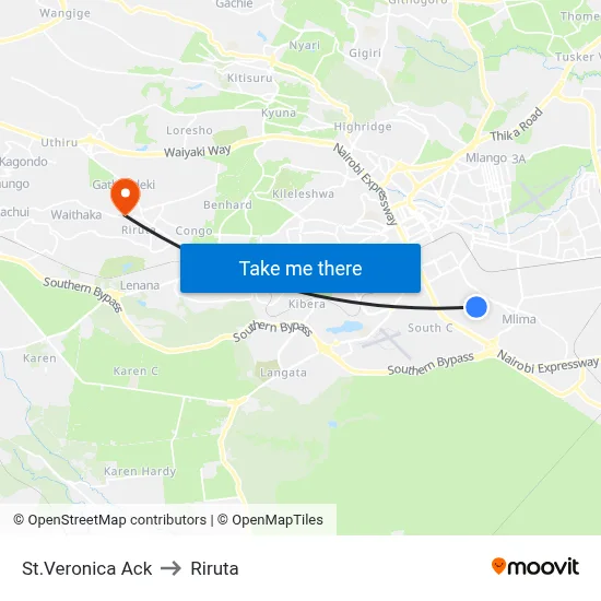 St.Veronica Ack to Riruta map