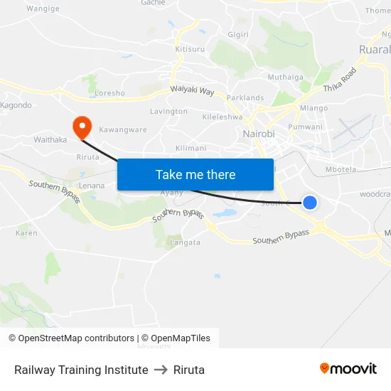 Railway Training Institute to Riruta map