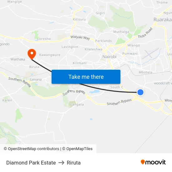 Diamond Park Estate to Riruta map
