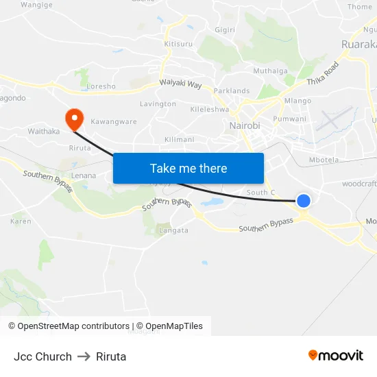 Jcc Church to Riruta map