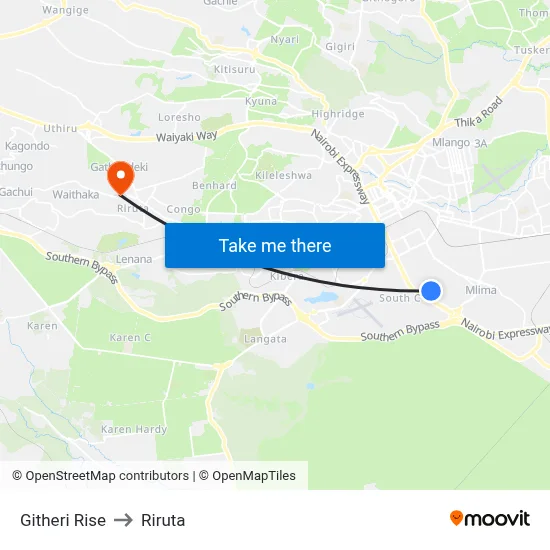 Githeri Rise to Riruta map