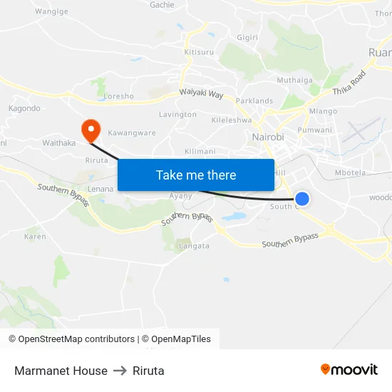 Marmanet House to Riruta map