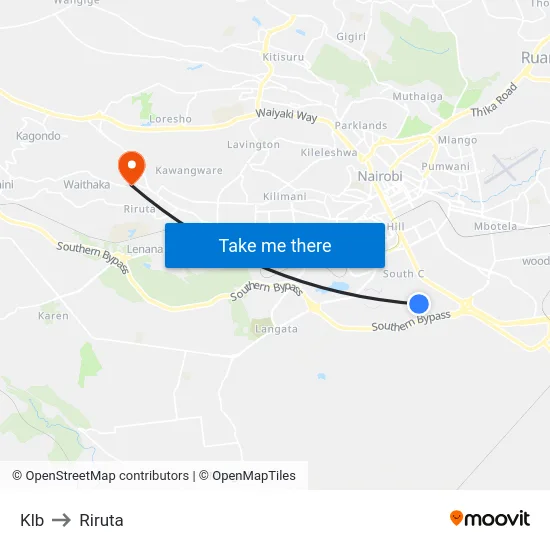 Klb to Riruta map
