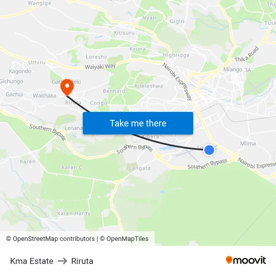 Kma Estate to Riruta map