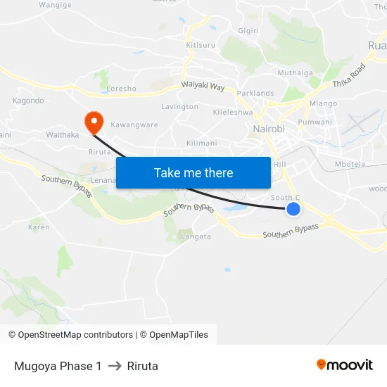 Mugoya Phase 1 to Riruta map