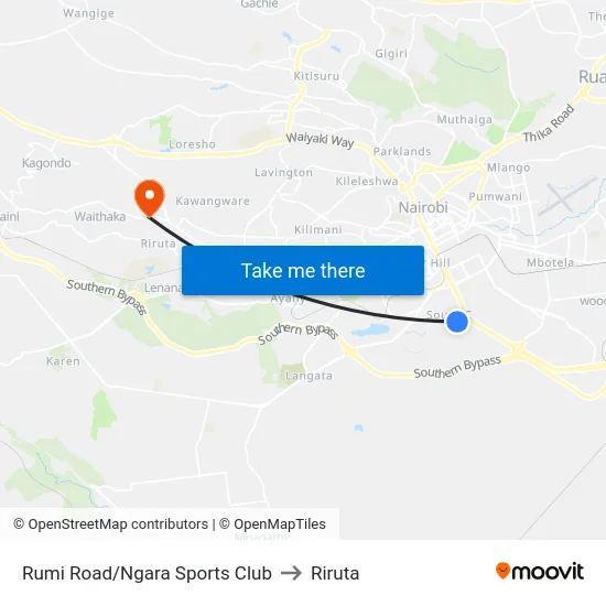 Rumi Road/Ngara Sports Club to Riruta map