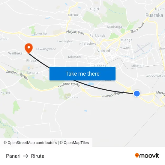 Panari to Riruta map