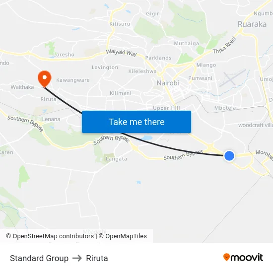 Standard Group to Riruta map