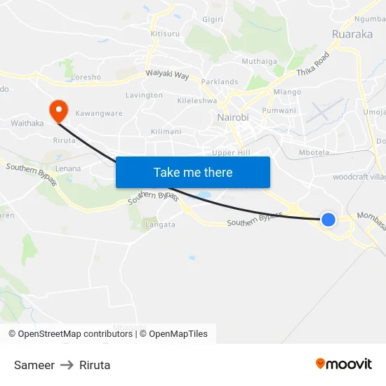 Sameer to Riruta map