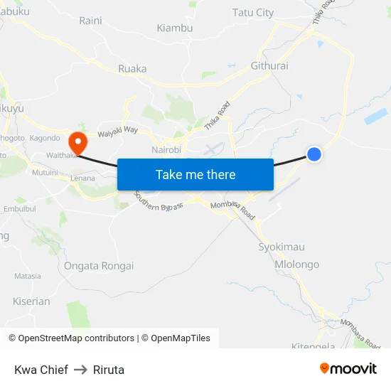 Kwa Chief to Riruta map