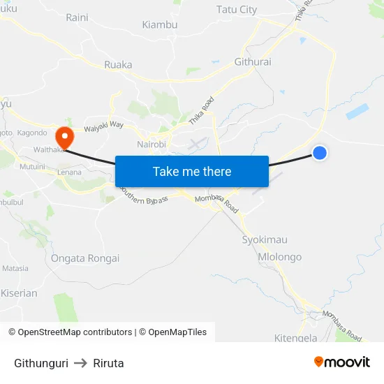 Githunguri to Riruta map