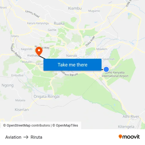 Aviation to Riruta map