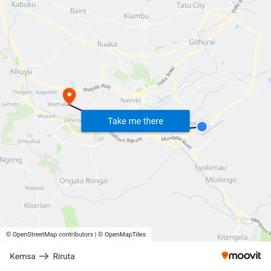 Kemsa to Riruta map