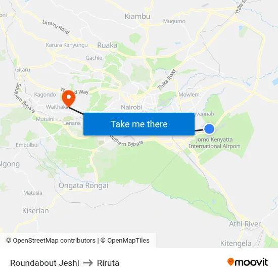 Roundabout Jeshi to Riruta map