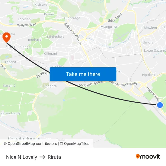 Nice N Lovely to Riruta map