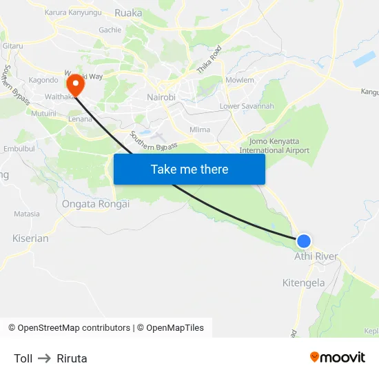 Toll to Riruta map