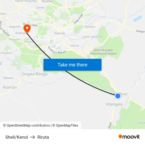 Shell/Kenol to Riruta map