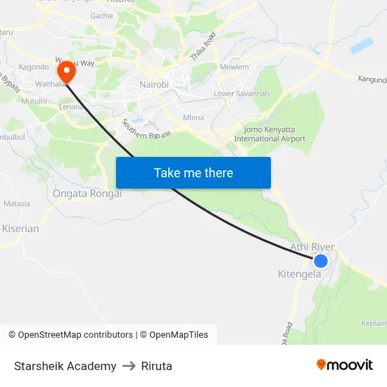 Starsheik Academy to Riruta map