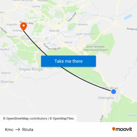 Kmc to Riruta map