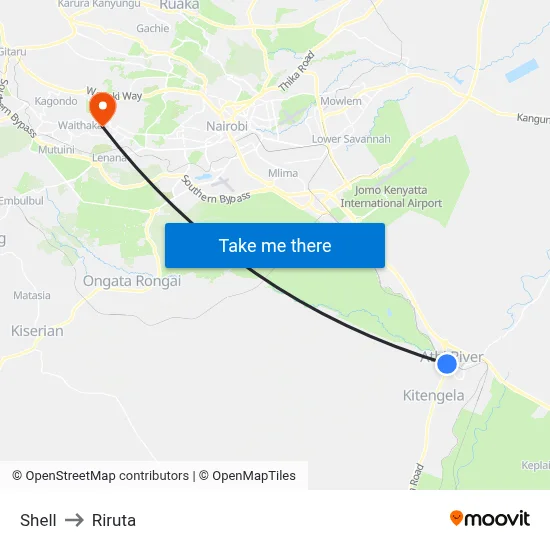 Shell to Riruta map