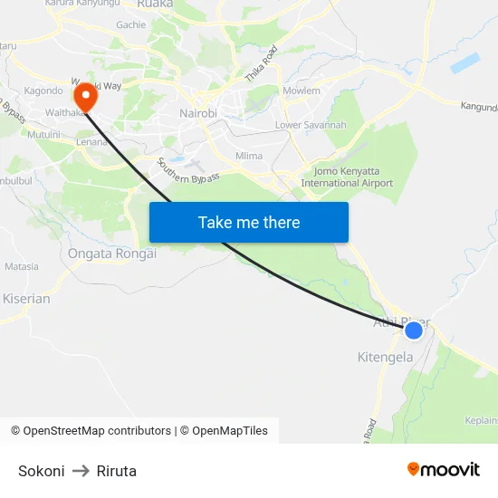 Sokoni to Riruta map