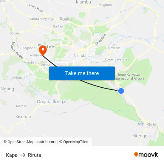 Kapa to Riruta map