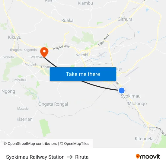 Syokimau Railway Station to Riruta map