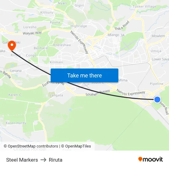 Steel Markers to Riruta map