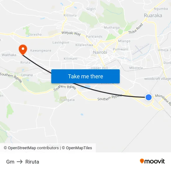 Gm to Riruta map