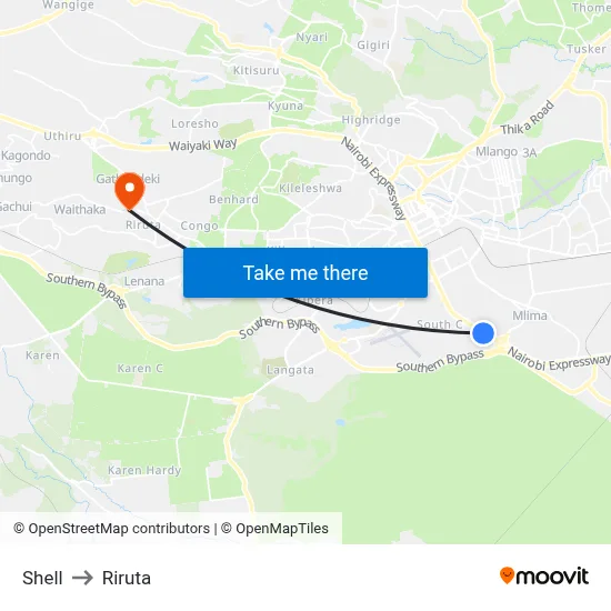 Shell to Riruta map