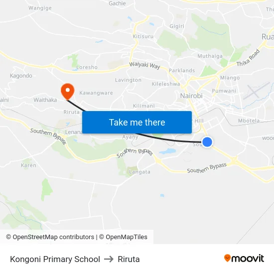 Kongoni Primary School to Riruta map