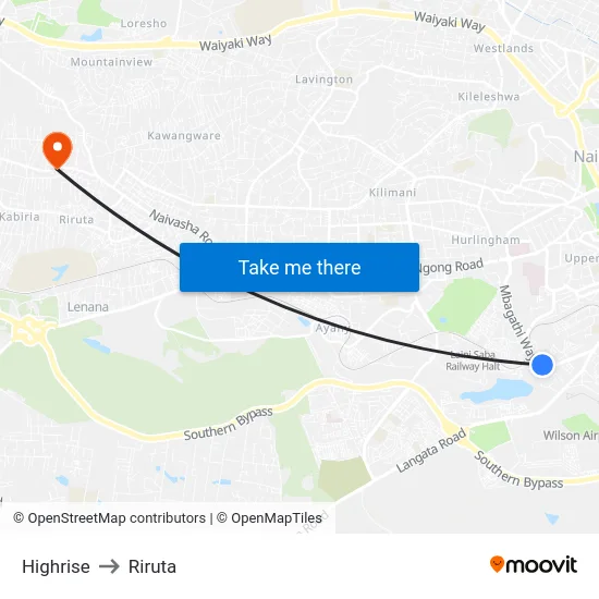 Highrise to Riruta map
