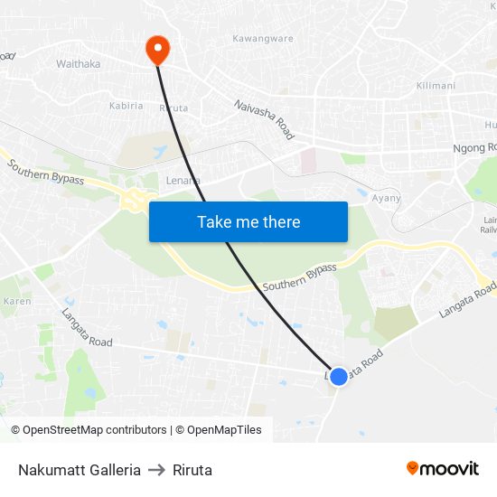 Nakumatt Galleria to Riruta map