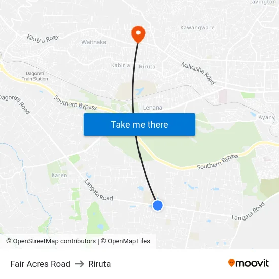 Fair Acres Road to Riruta map