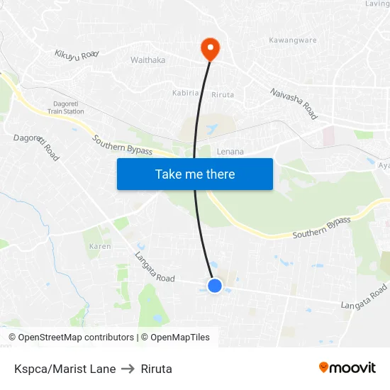 Kspca/Marist Lane to Riruta map