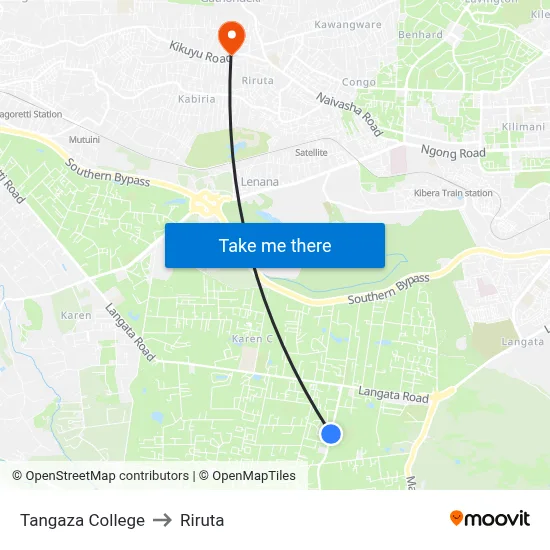 Tangaza College to Riruta map