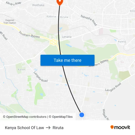 Kenya School Of Law to Riruta map